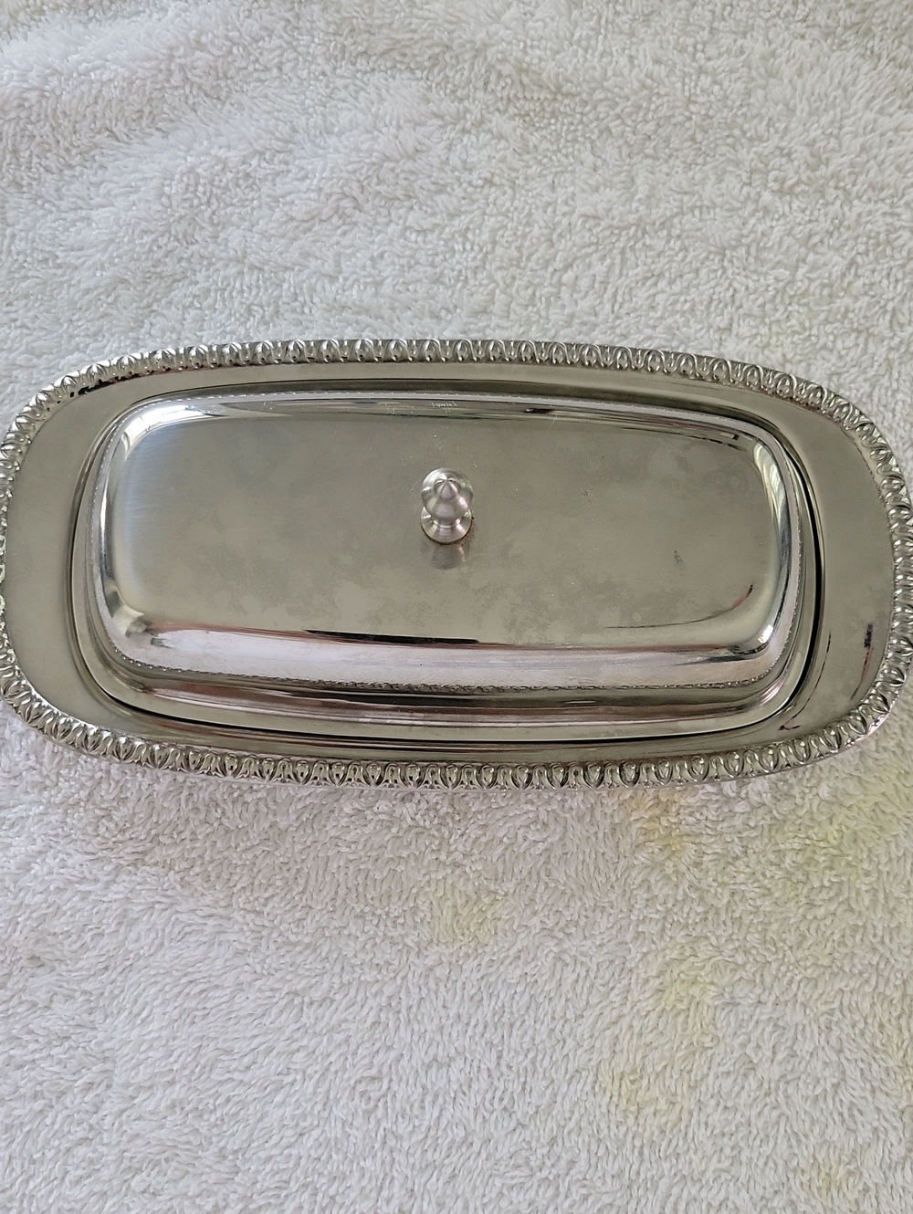 Vintage Stainless Silver-Tone Covered Butter Dish With Glass Insert Unbranded